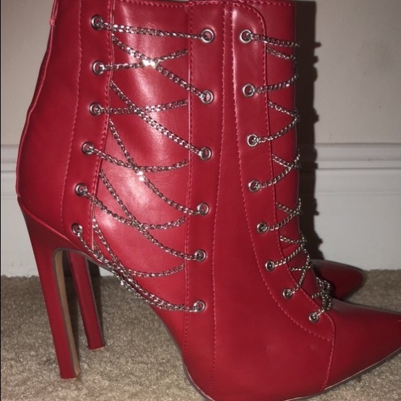 Red Italian Leather Boots - Picture 2 of 2